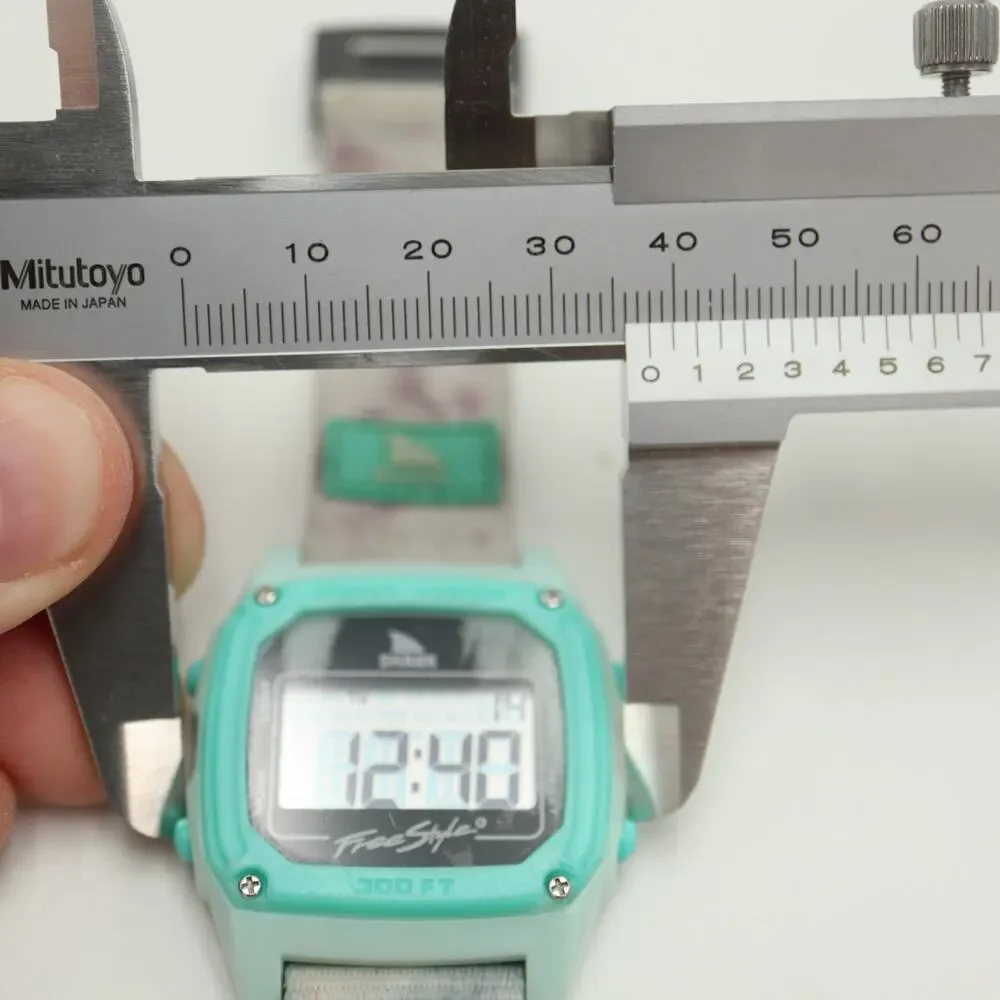 Freestyle Shark Clip Digital Watch 38mm Light Blue Nylon Strap with New Battery
